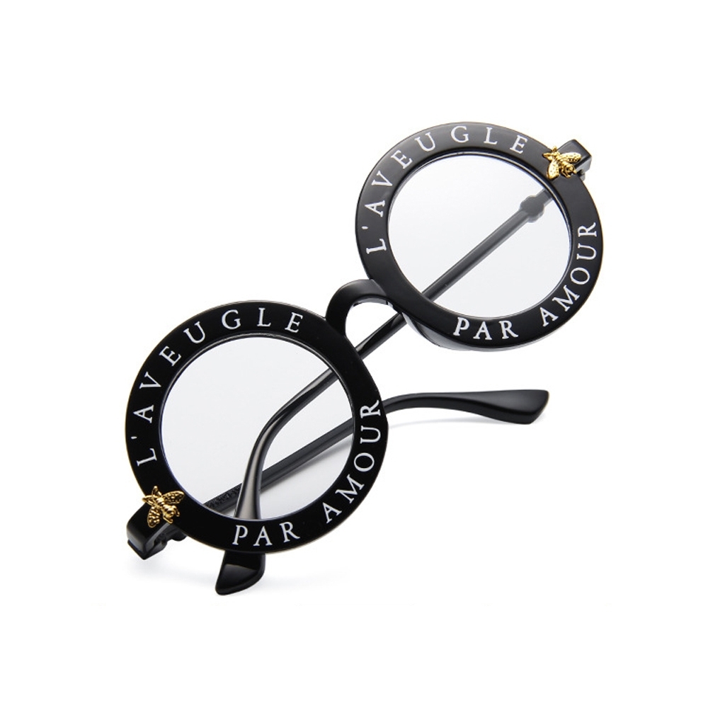 L'AVEUGLE PAR AMOUR Round Black Women's Sunglasses
